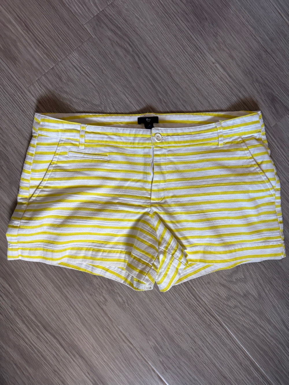 GAP Yellow and White Striped Women's Shorts